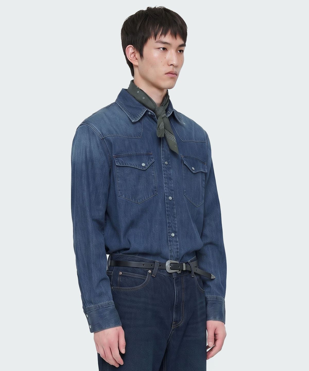 지플리시(ZPLISH) 웨스턴 데님 셔츠 블루