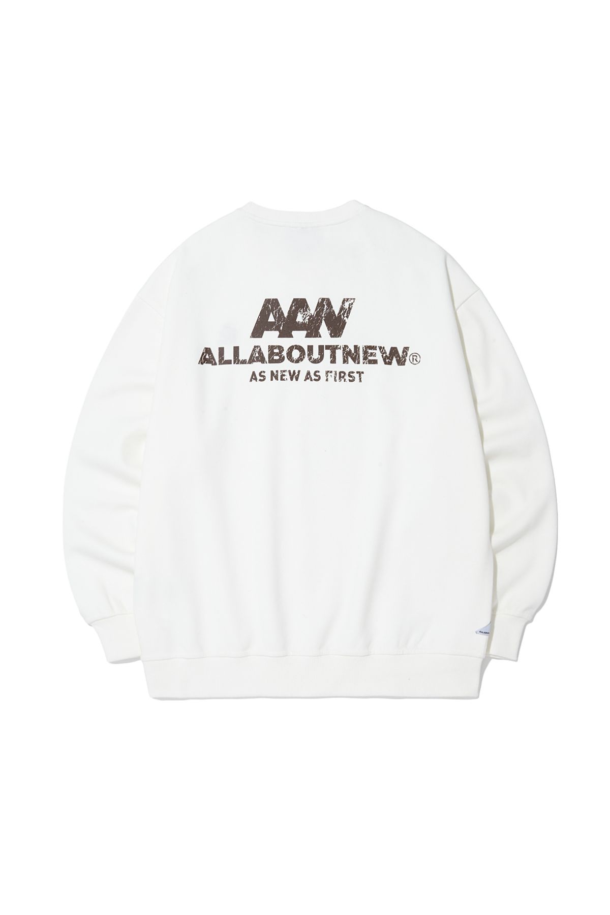 올어바웃뉴(ALL ABOUT NEW) 로고 크랙 맨투맨 O화이트 ANA1TM32AOH