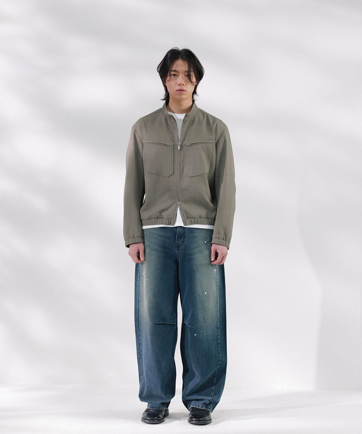 넌블랭크(NONBLANK) 쇼트 넥 점퍼_TAUPE