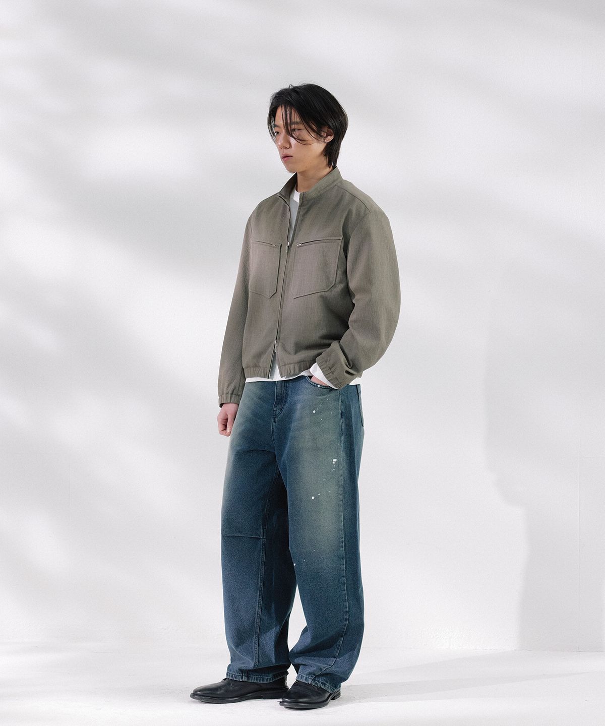 넌블랭크(NONBLANK) 쇼트 넥 점퍼_TAUPE