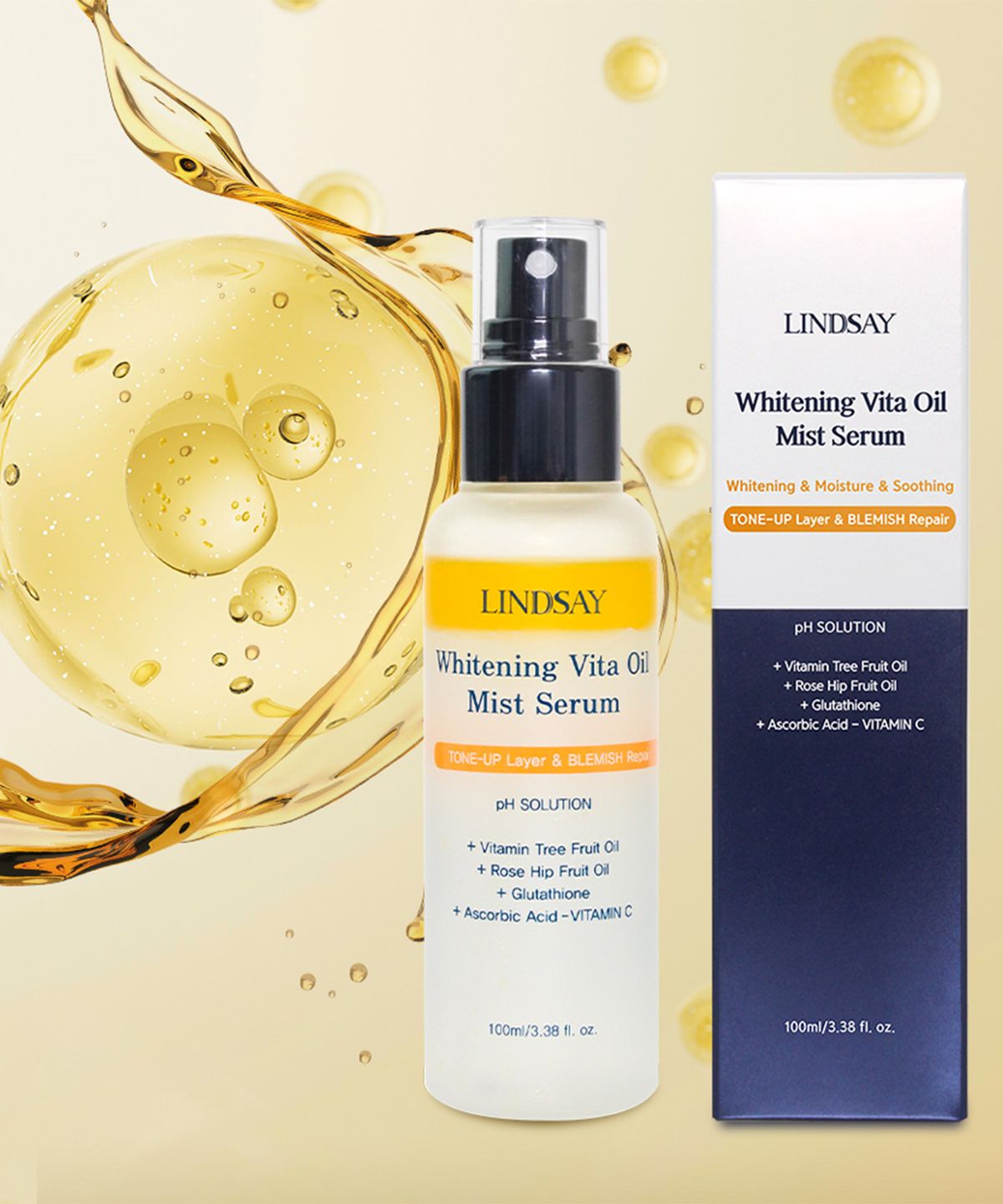 린제이(LINDSAY) 메이커픽서 마데카 승무원 화이트닝 수분 비타 오일 광채 미스트 세럼 100ml