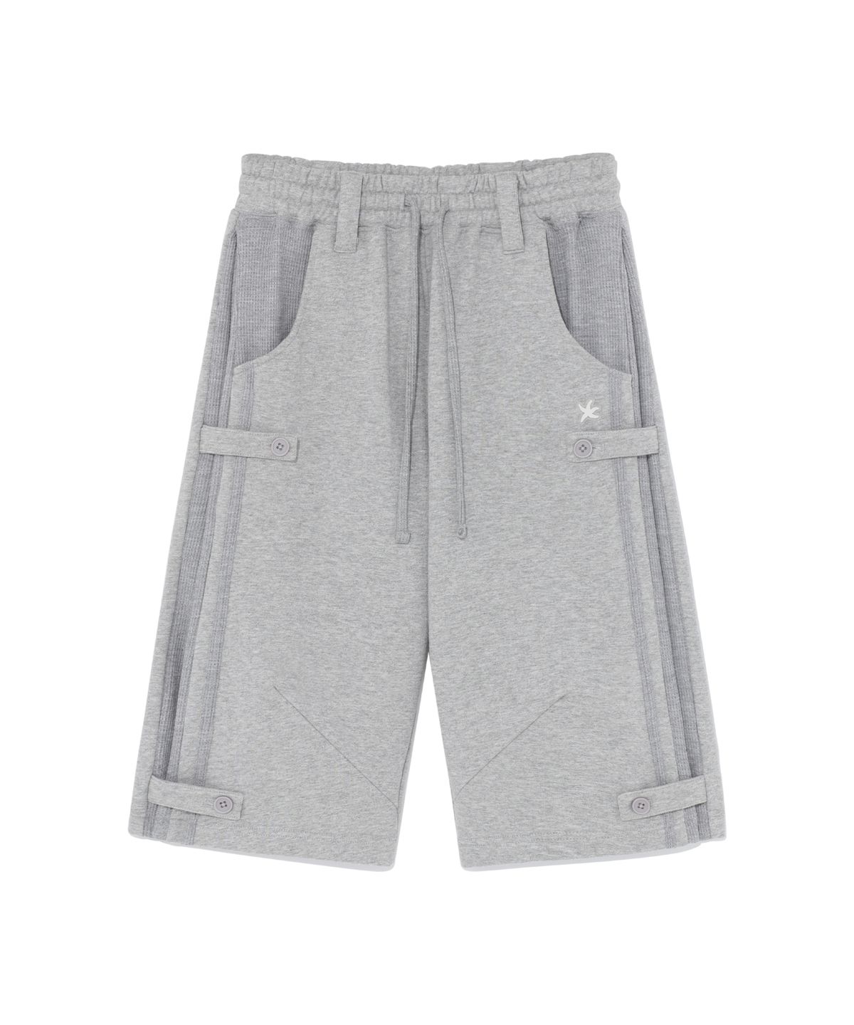 더콜디스트모먼트(THECOLDESTMOMENT) TCM waffle button half sweat pants (melange grey)