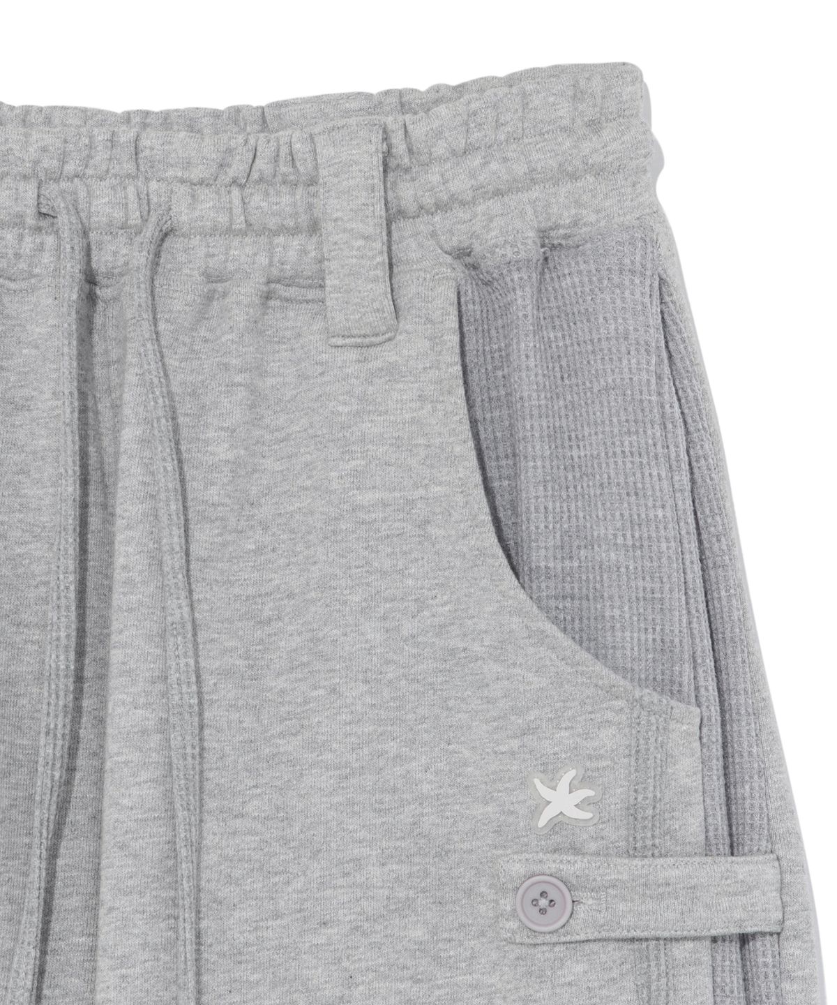 더콜디스트모먼트(THECOLDESTMOMENT) TCM waffle button half sweat pants (melange grey)