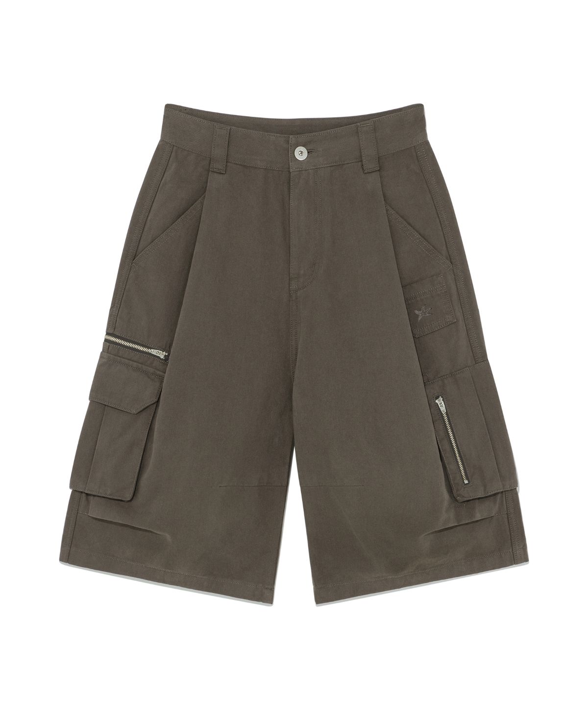 더콜디스트모먼트(THE COLDEST MOMENT) TCM metal zipper half pants (vintage brown)