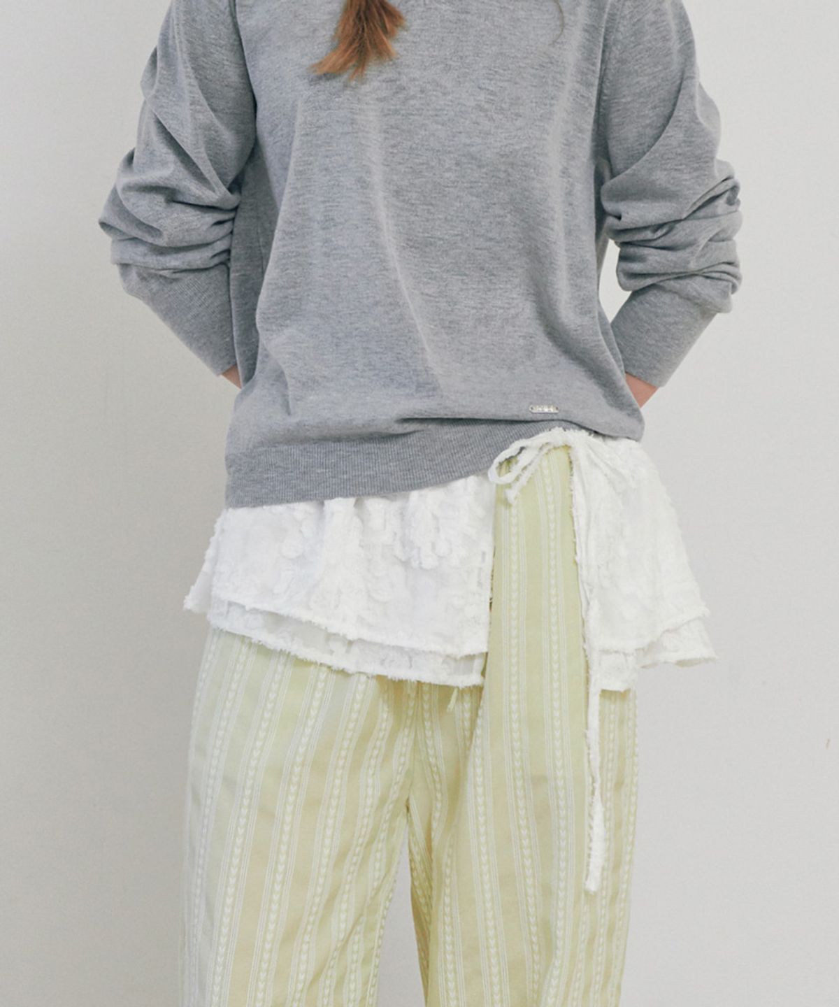 벨로엘(BELLOL) Lace layered wrap skirt