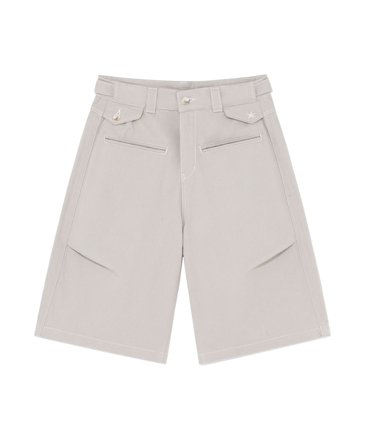 더콜디스트모먼트(THE COLDEST MOMENT) TCM double welt pocket half pants (beige grey)