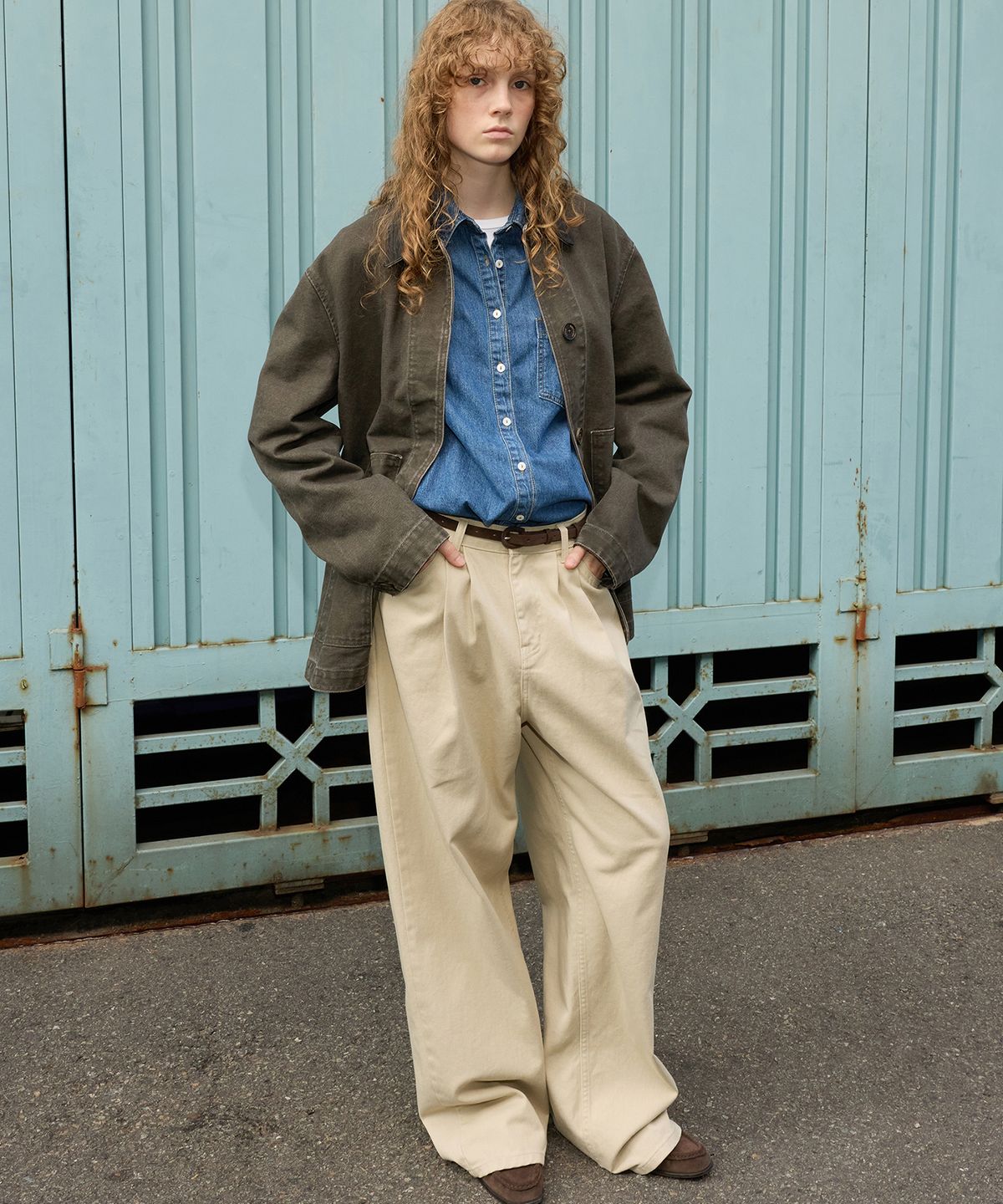 르바(LEVAR) Overdyed Wide Denim - Pebble Beige