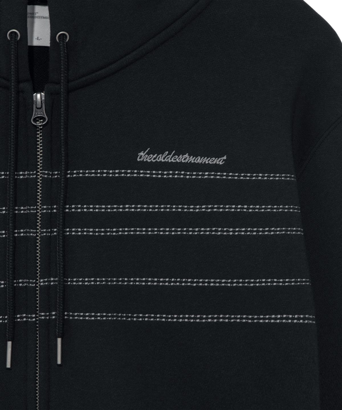 더콜디스트모먼트(THE COLDEST MOMENT) TCM note hooded zip-up (black)
