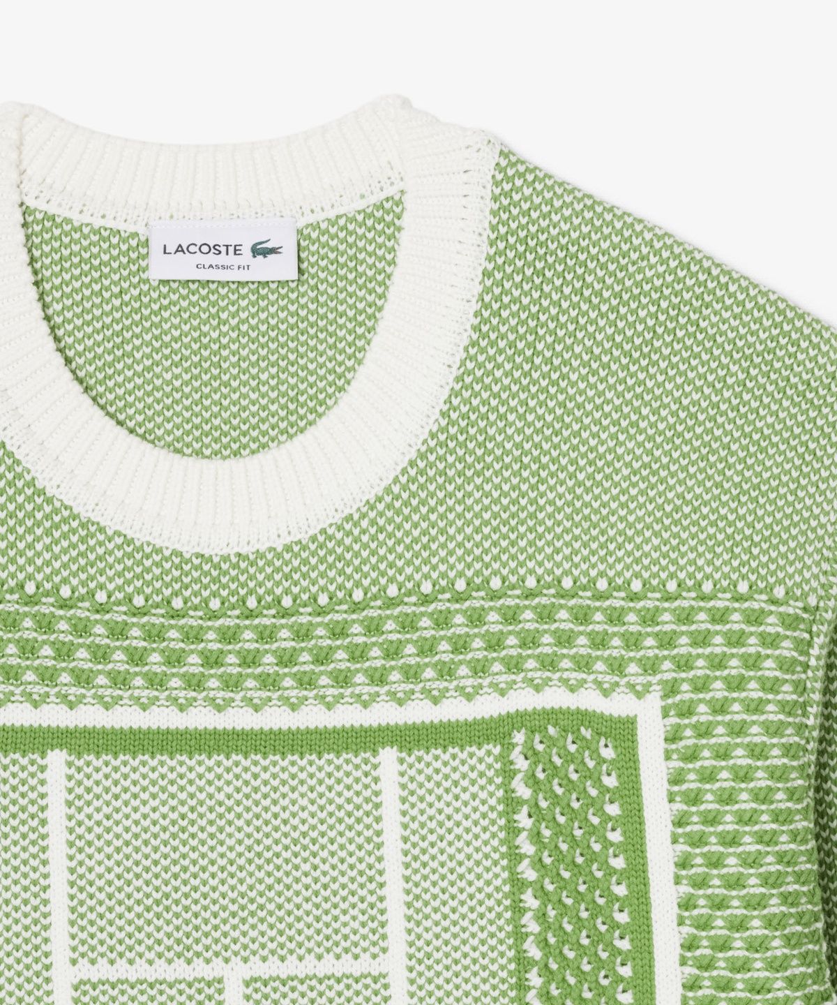 라코스테(LACOSTE) 남성 테니스 코트 자카드 긴팔 크루넥 풀오버 AH0619-56G 4SI