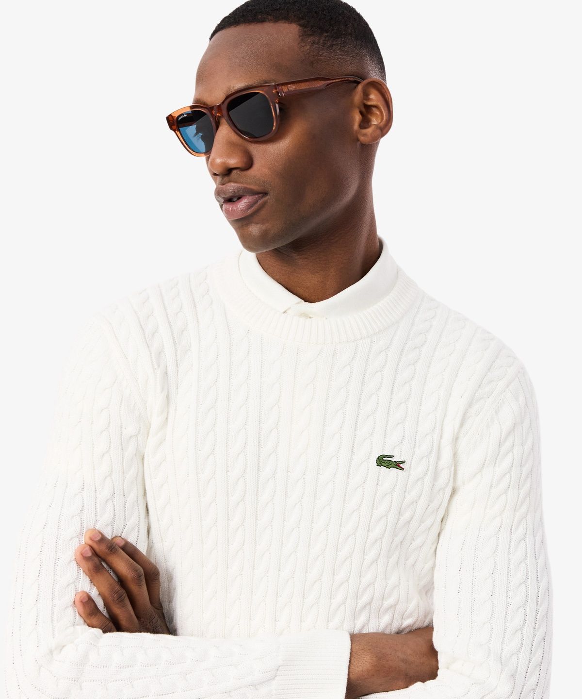 라코스테(LACOSTE) 남성 케이블 긴팔 크루넥 풀오버 AH7627-56G X0N