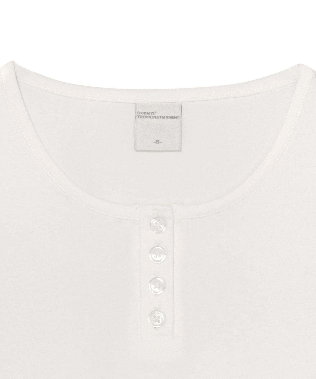 더콜디스트모먼트(THE COLDEST MOMENT) (w) TCM henley neck three-quarter sleeve (white)