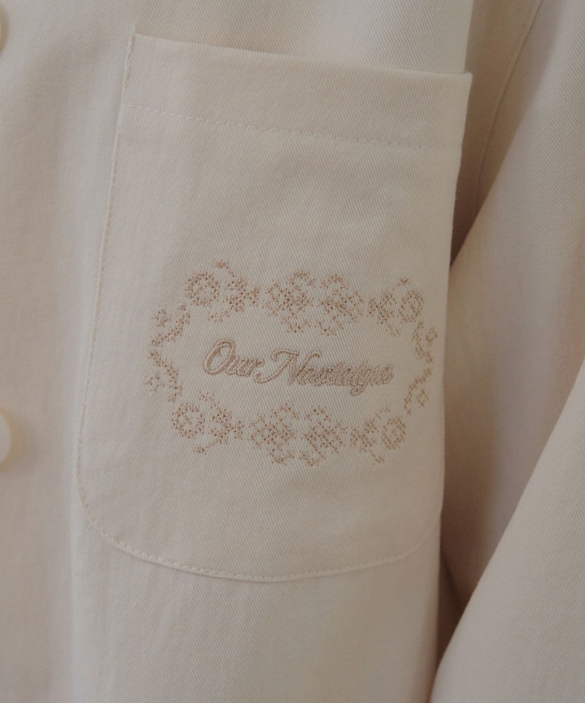 아우어노스텔지아(OURNOSTALGIA) Melo Embroidered Work Jacket_Cream(O26OT02)