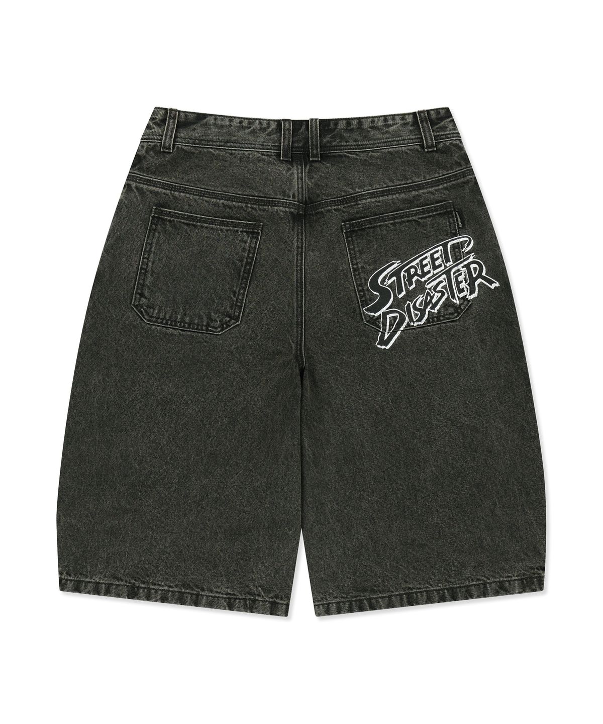 브라운브레스(BROWNBREATH) WASHED POCKET PRINT DENIM SHORTS - KHAKI