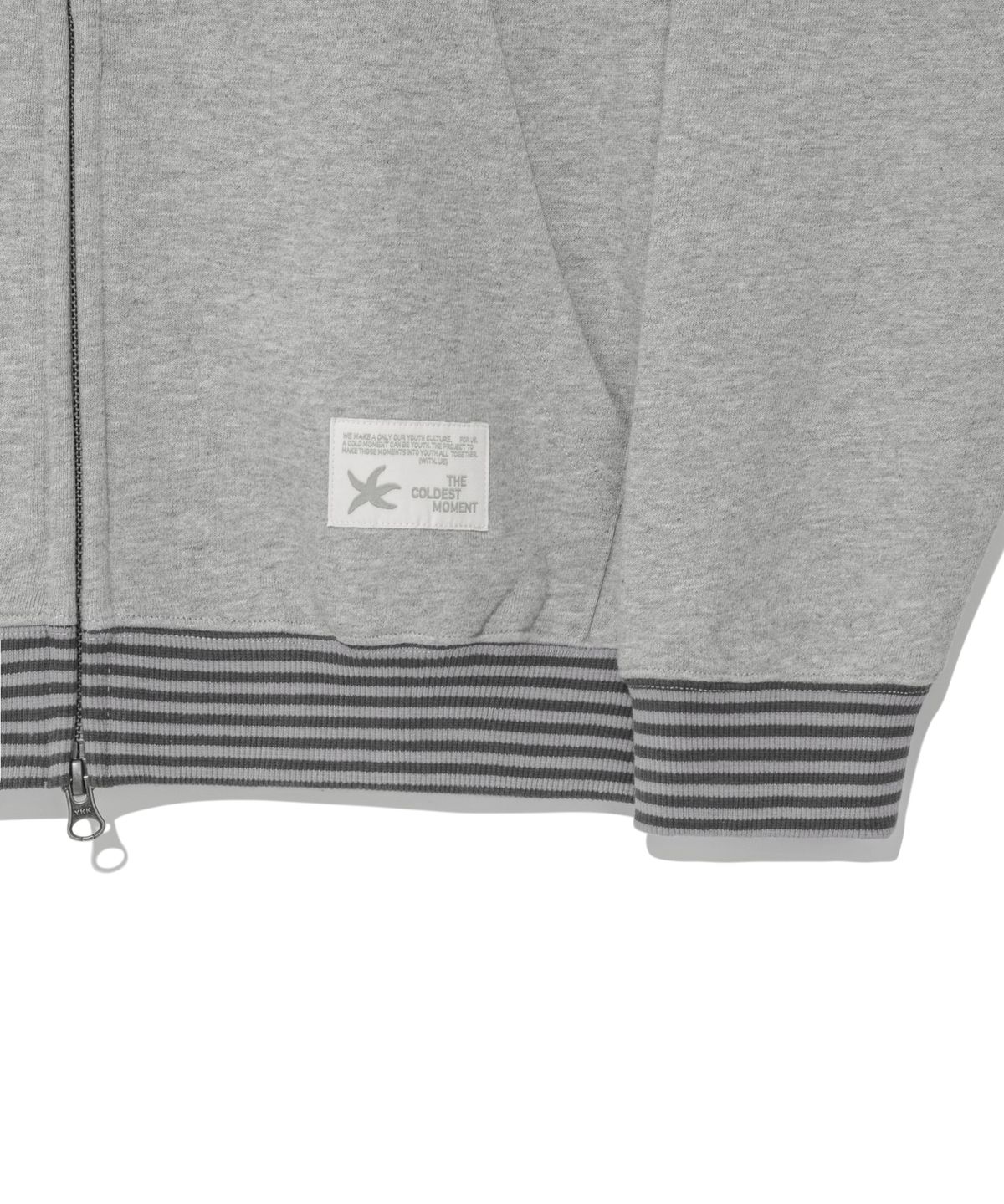 더콜디스트모먼트(THE COLDEST MOMENT) TCM snow stripe hooded zip-up (grey)