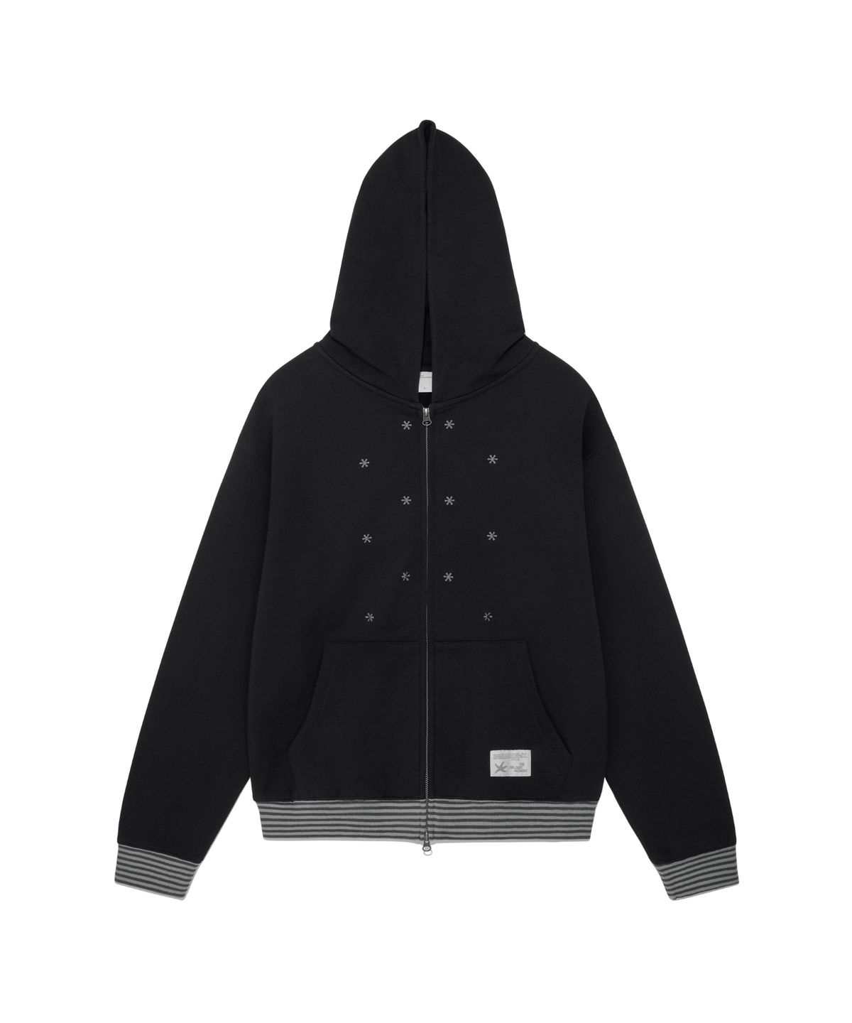 더콜디스트모먼트(THE COLDEST MOMENT) TCM snow stripe hooded zip-up (black)