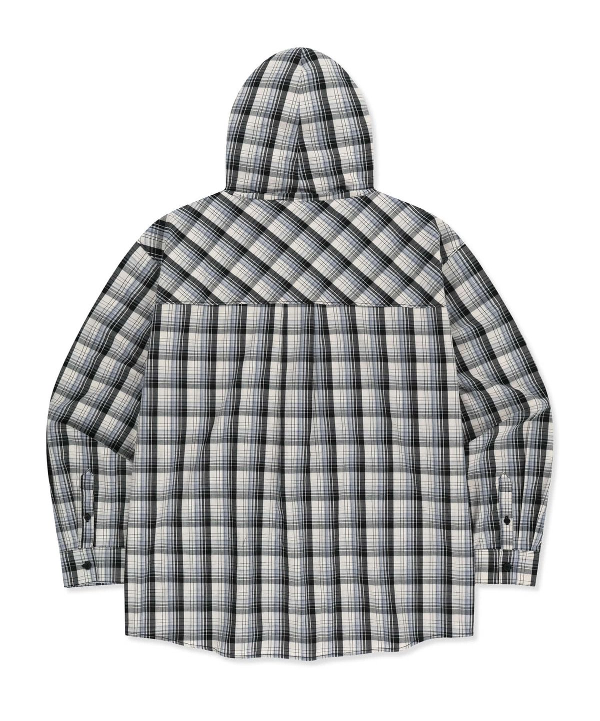 브라운브레스(BROWNBREATH) CHECK HOOD SHIRTS - BLACK