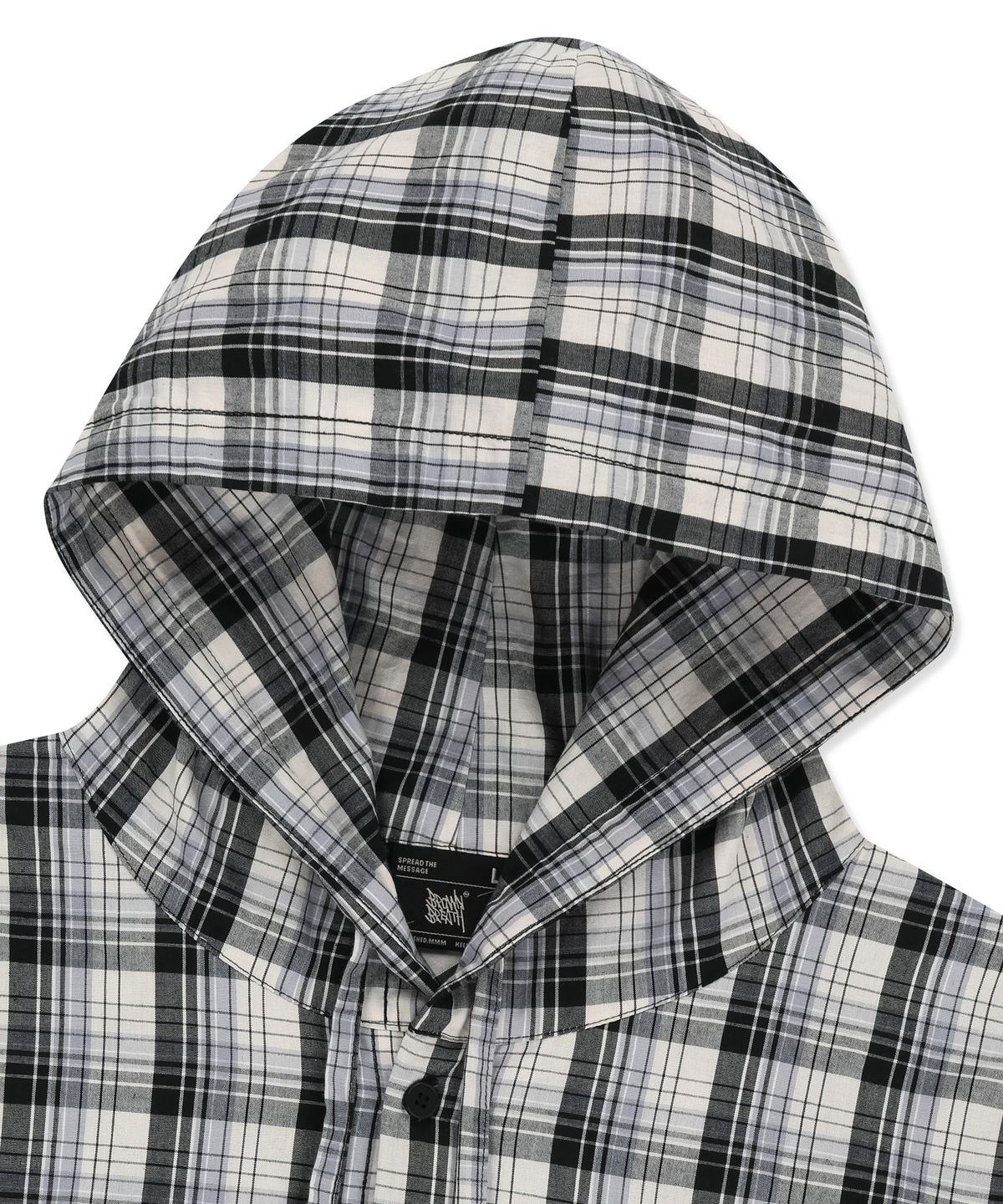 브라운브레스(BROWNBREATH) CHECK HOOD SHIRTS - BLACK