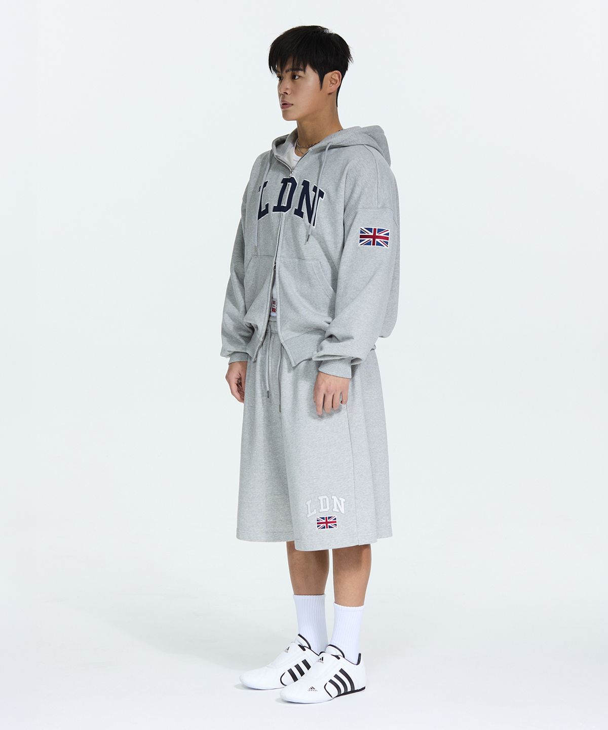 미치코런던 스포츠(MICHIKO LONDON SPORTS) LDN 벌키 후드 집업 멜란지 그레이