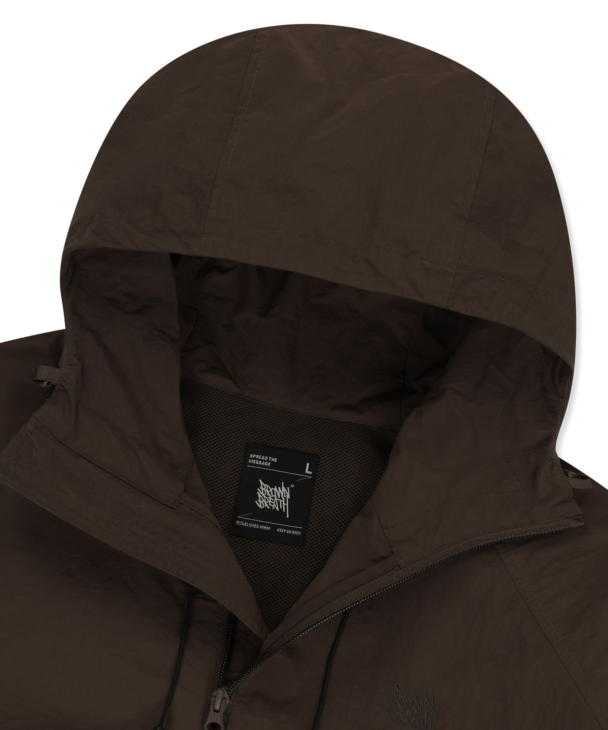 브라운브레스(BROWNBREATH) TAG HOODIE WINDBREAKER - DARK BROWN