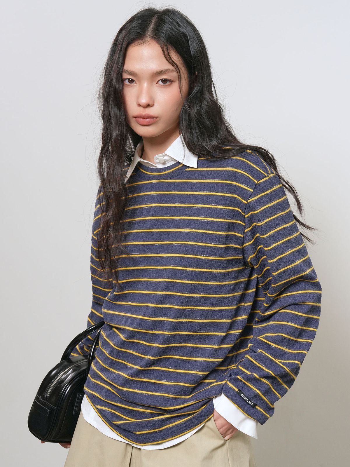 제너럴아이디어(GENERALIDEA) UNISEX 더블 스트라이프 티셔츠 [NAVY] / GF1UTS001