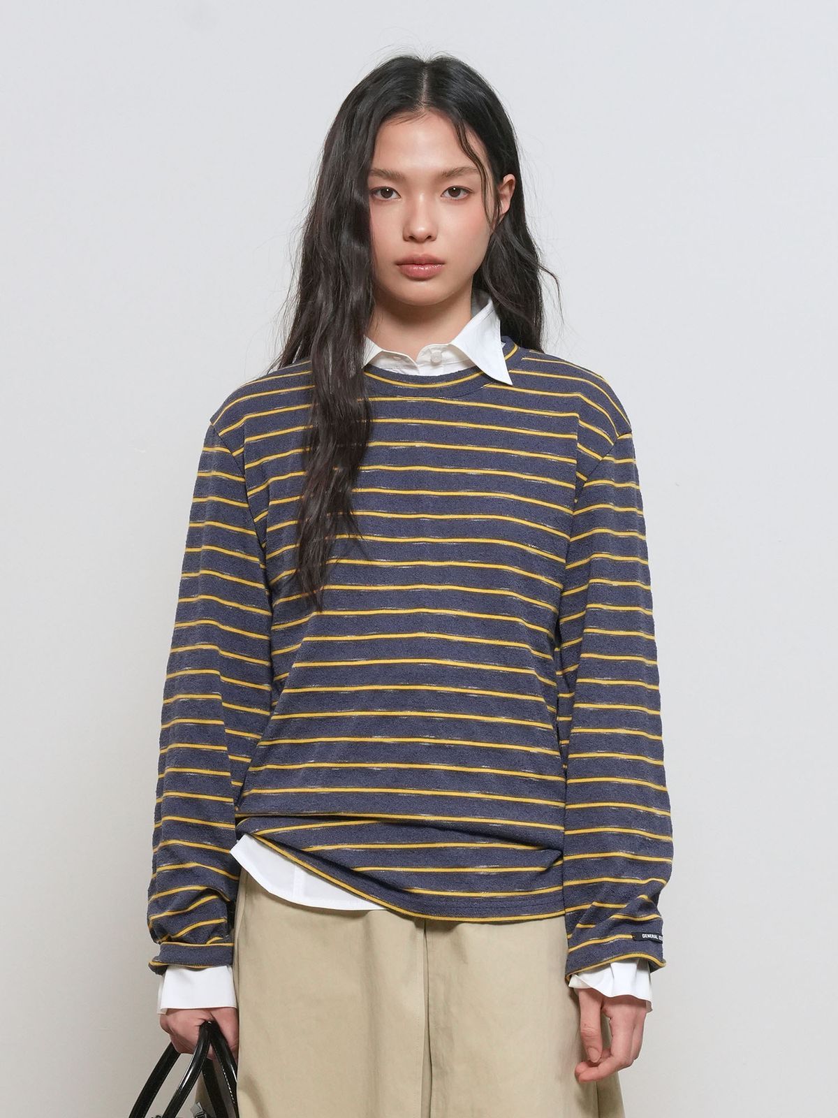 제너럴아이디어(GENERALIDEA) UNISEX 더블 스트라이프 티셔츠 [NAVY] / GF1UTS001