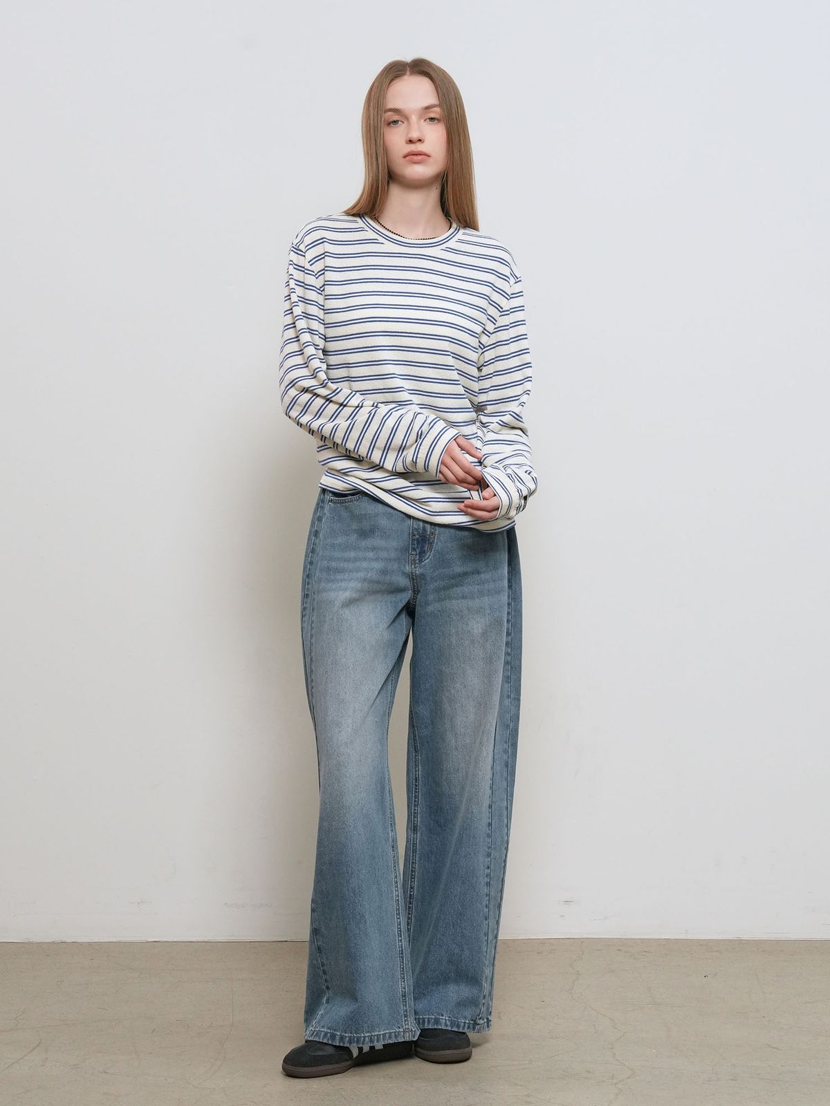 제너럴아이디어(GENERALIDEA) UNISEX 더블 스트라이프 티셔츠 [IVORY] / GF1UTS001