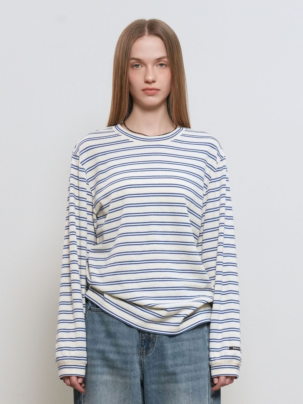제너럴아이디어(GENERALIDEA) UNISEX 더블 스트라이프 티셔츠 [IVORY] / GF1UTS001