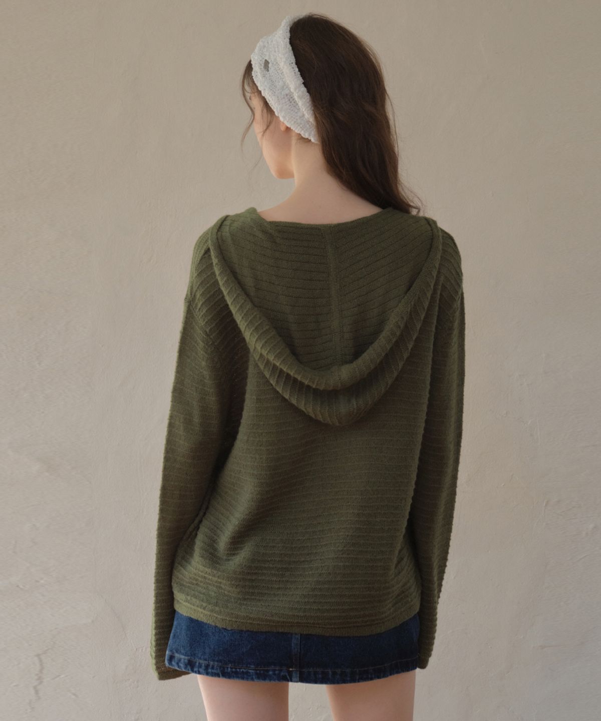 아우어노스텔지아(OURNOSTALGIA) Hairy Hood Knit_Khaki(OC26KN14)
