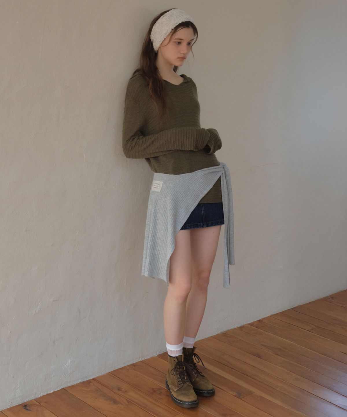 아우어노스텔지아(OURNOSTALGIA) Hairy Hood Knit_Khaki(OC26KN14)