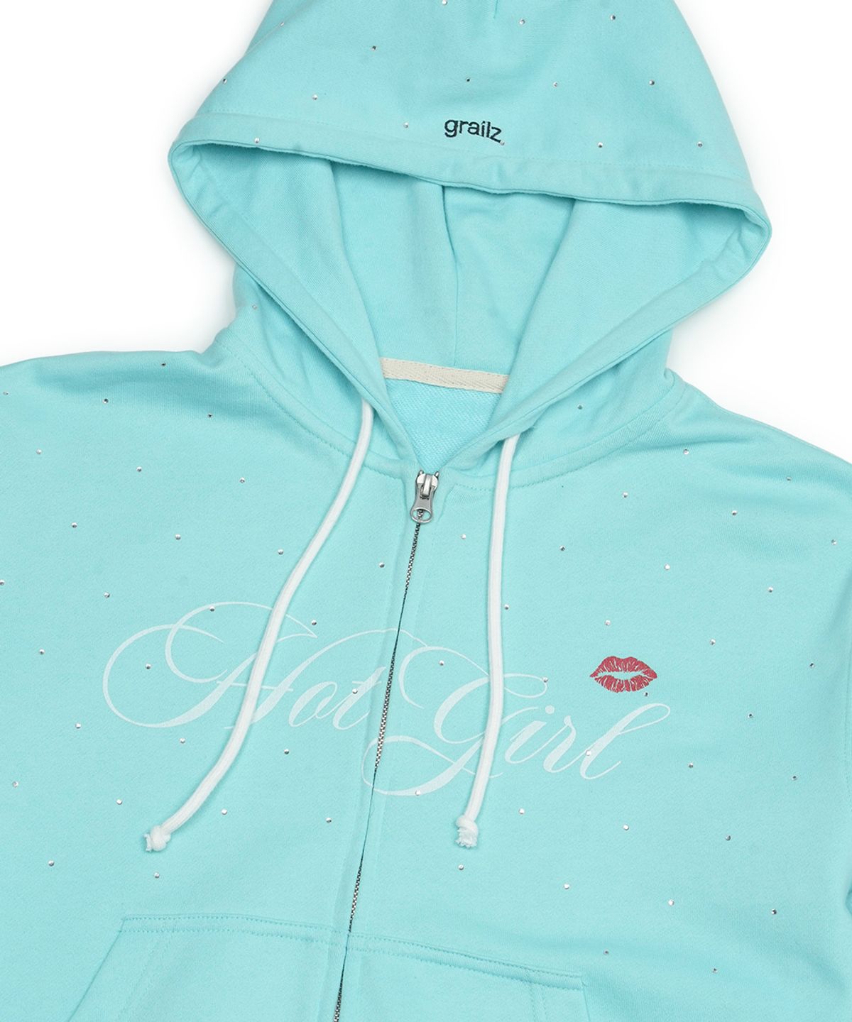 그레일즈(GRAILZ) HOT GIRL CRYSTAL ZIP HOODIE [SKY BLUE]