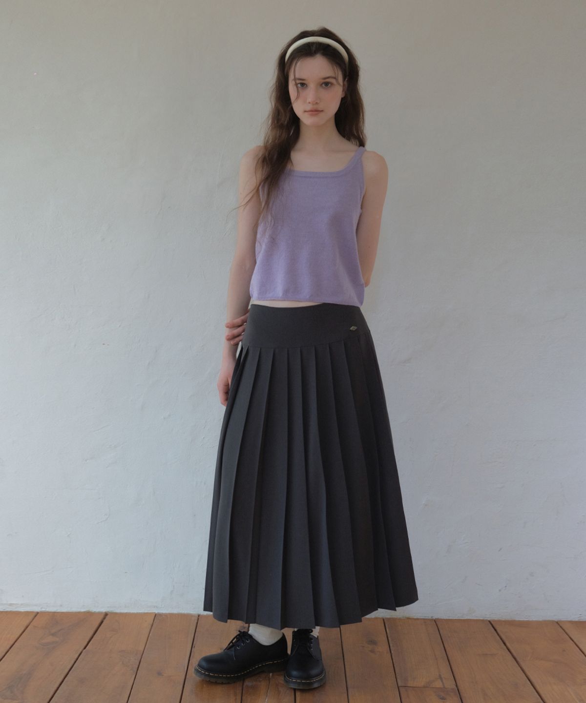 아우어노스텔지아(OURNOSTALGIA) Puff Half Knit Sleeveless Set_2Color(OC26SET01)