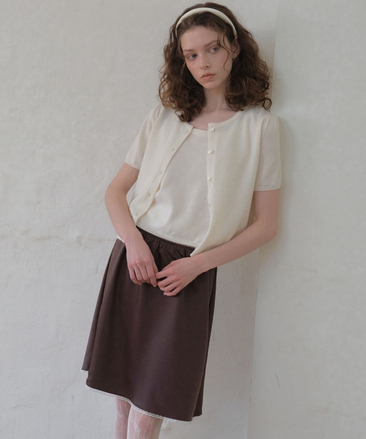 아우어노스텔지아(OURNOSTALGIA) Puff Half Knit Sleeveless Set_2Color(OC26SET01)