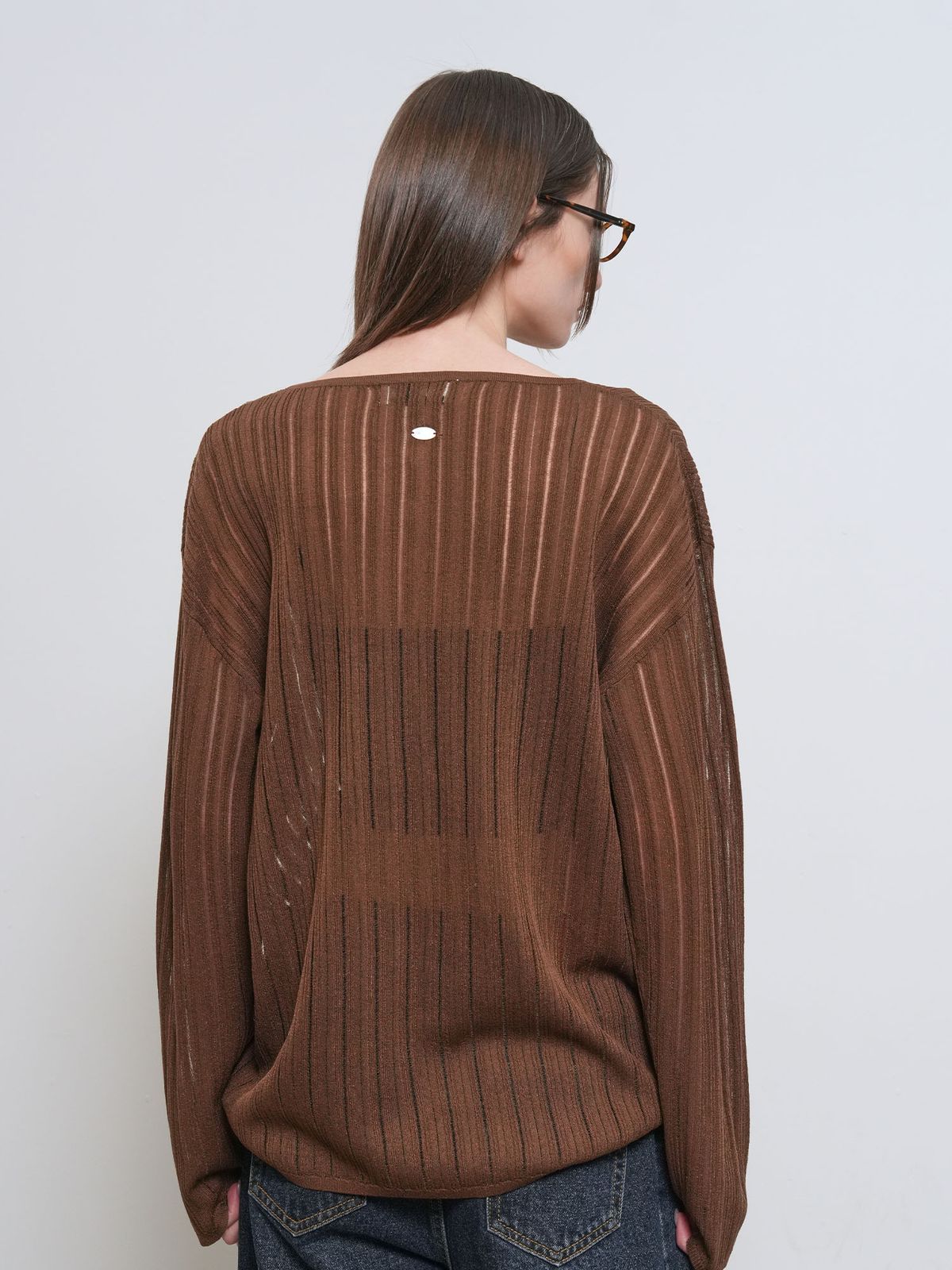 제너럴아이디어(GENERALIDEA) 시스루 헨리넥 풀오버 [BROWN] / GF1LKP514