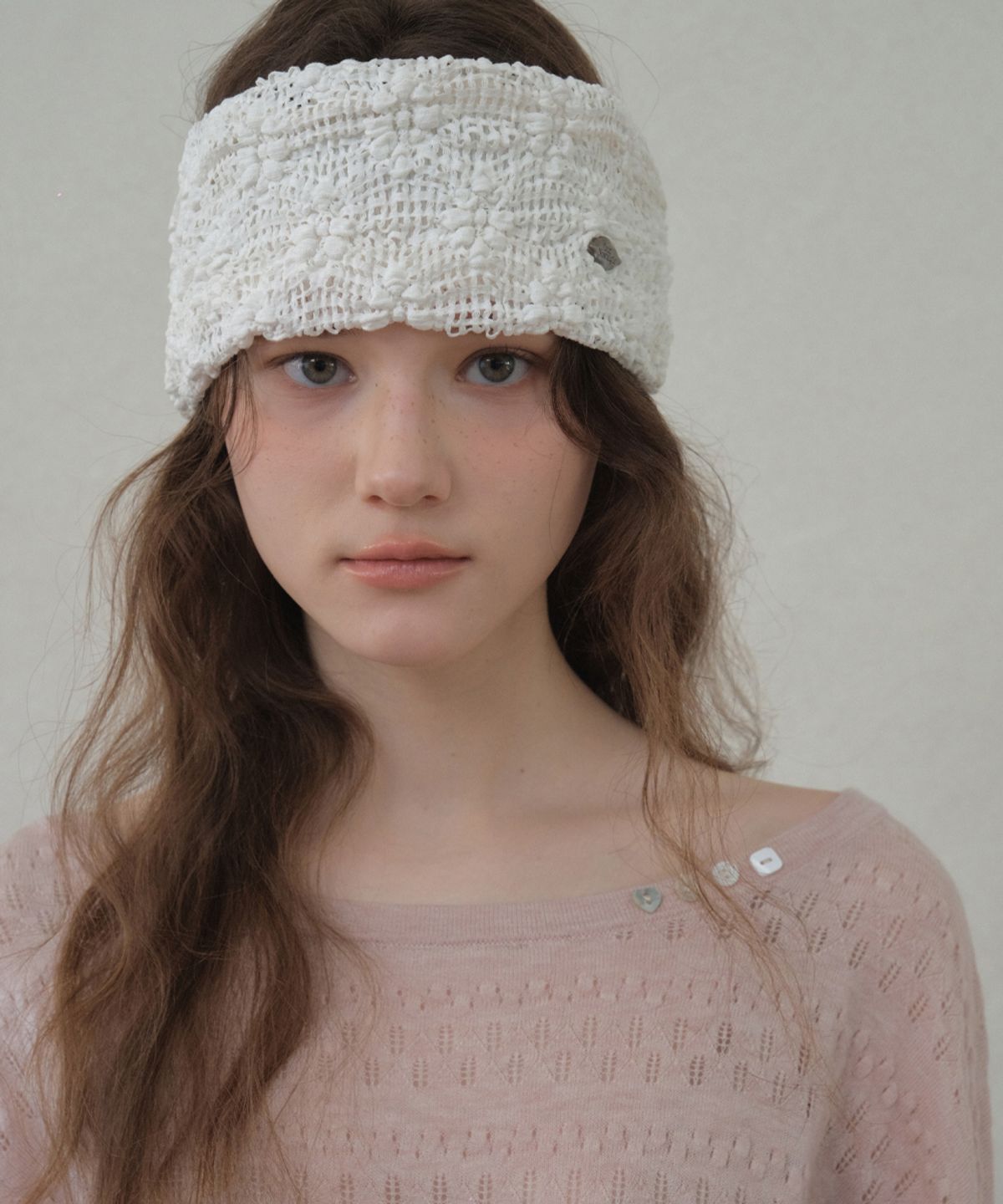 아우어노스텔지아(OURNOSTALGIA) Skashi Bohemian Button Knit_Soft pink(OC26KN08)