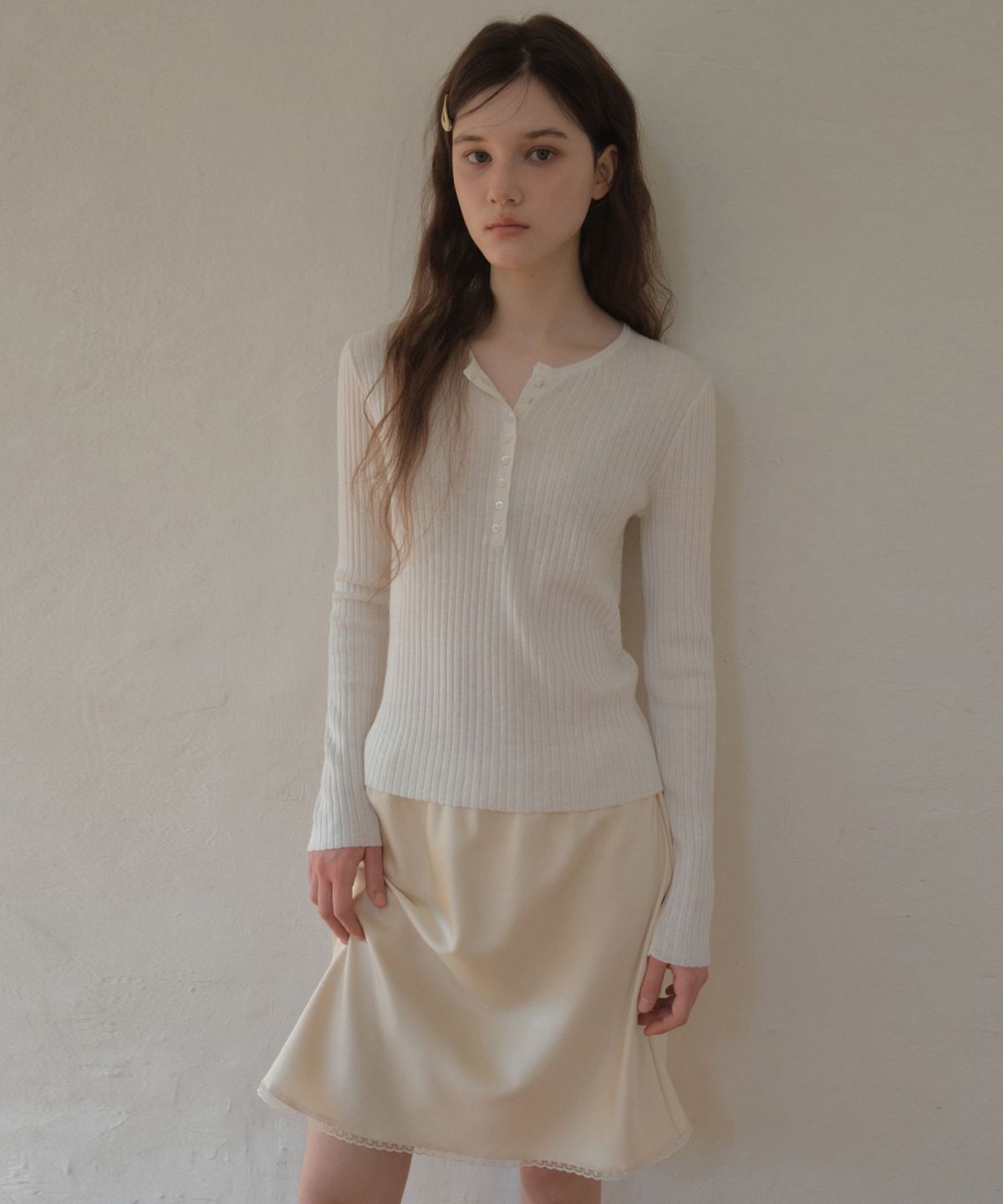 아우어노스텔지아(OURNOSTALGIA) Deep Henry Neck Knit_Ivory(OC26KN01)