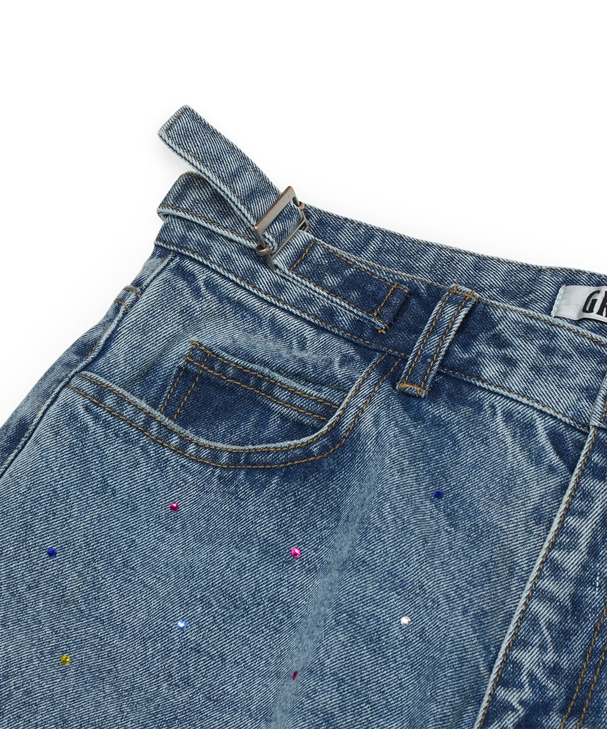 그레일즈(GRAILZ) CRYSTAL DENIM PANTS [BLUE]