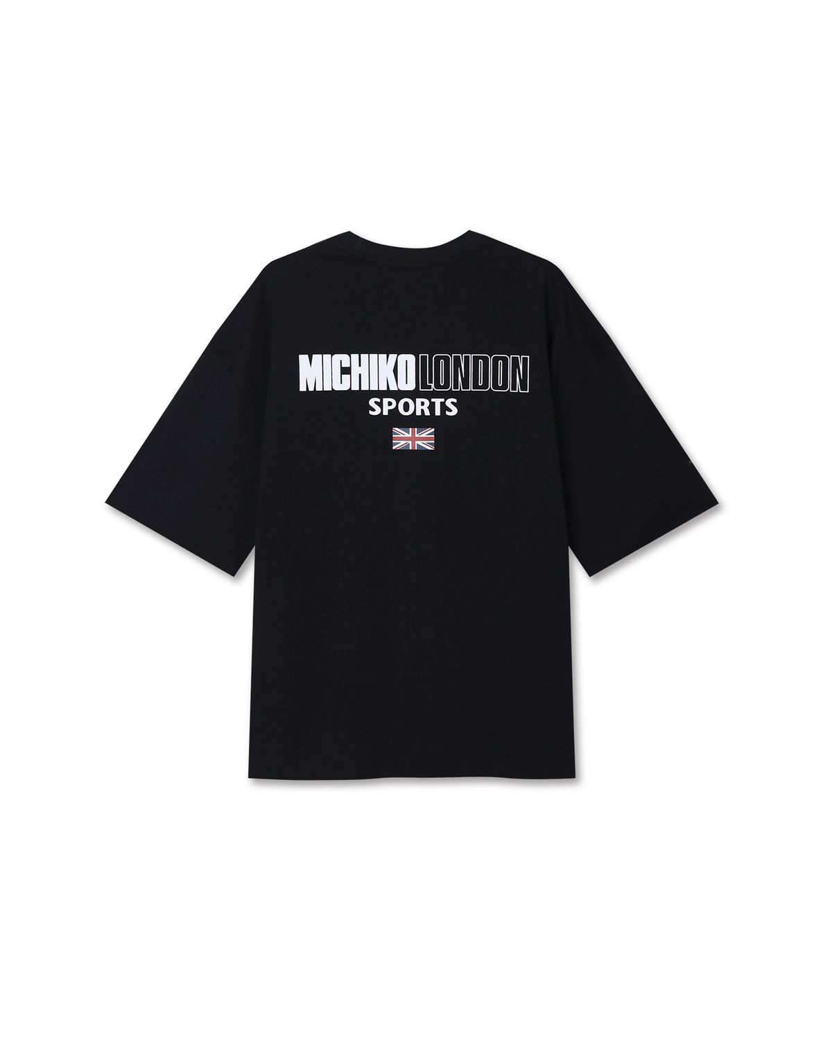 미치코런던 스포츠(MICHIKO LONDON SPORTS) 헤리티지 백 로고 벌크핏 반팔 티셔츠 블랙