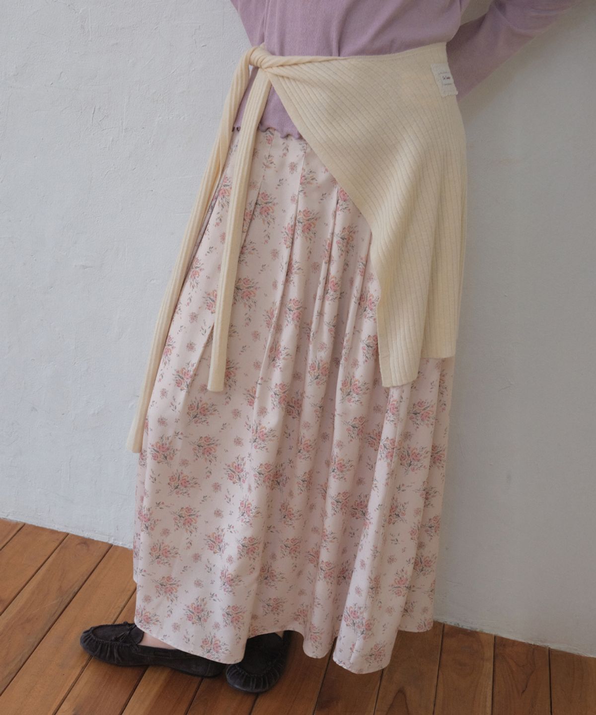 아우어노스텔지아(OURNOSTALGIA) Ribbon Fake Shawl_Butter cream(OC26KN04)