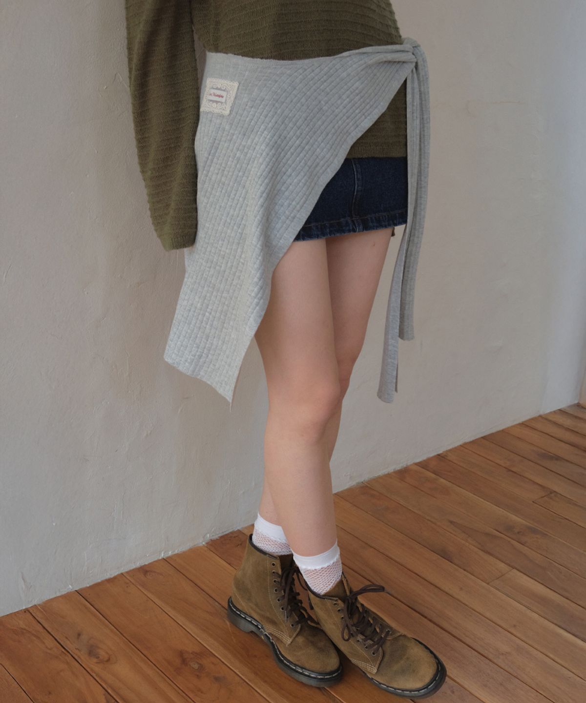 아우어노스텔지아(OURNOSTALGIA) Ribbon Fake Shawl_Light gray(OC26KN04)