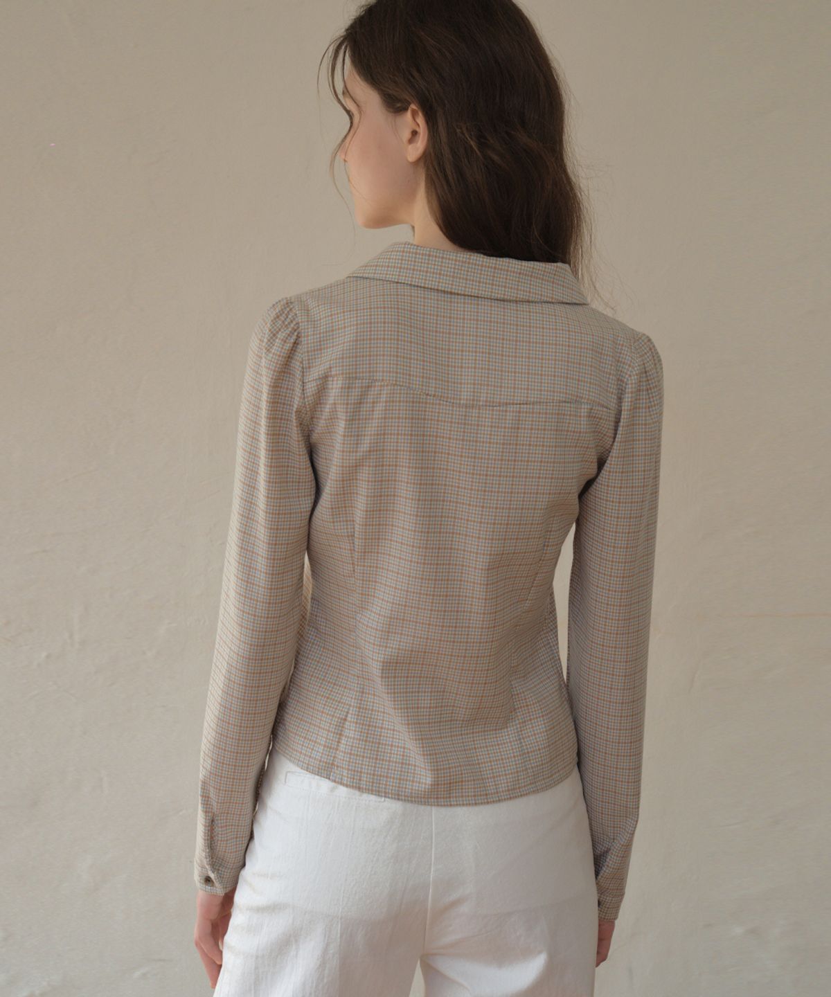 아우어노스텔지아(OURNOSTALGIA) Vintage Check Long Sleeve Shirt_Beige(O26SH02)