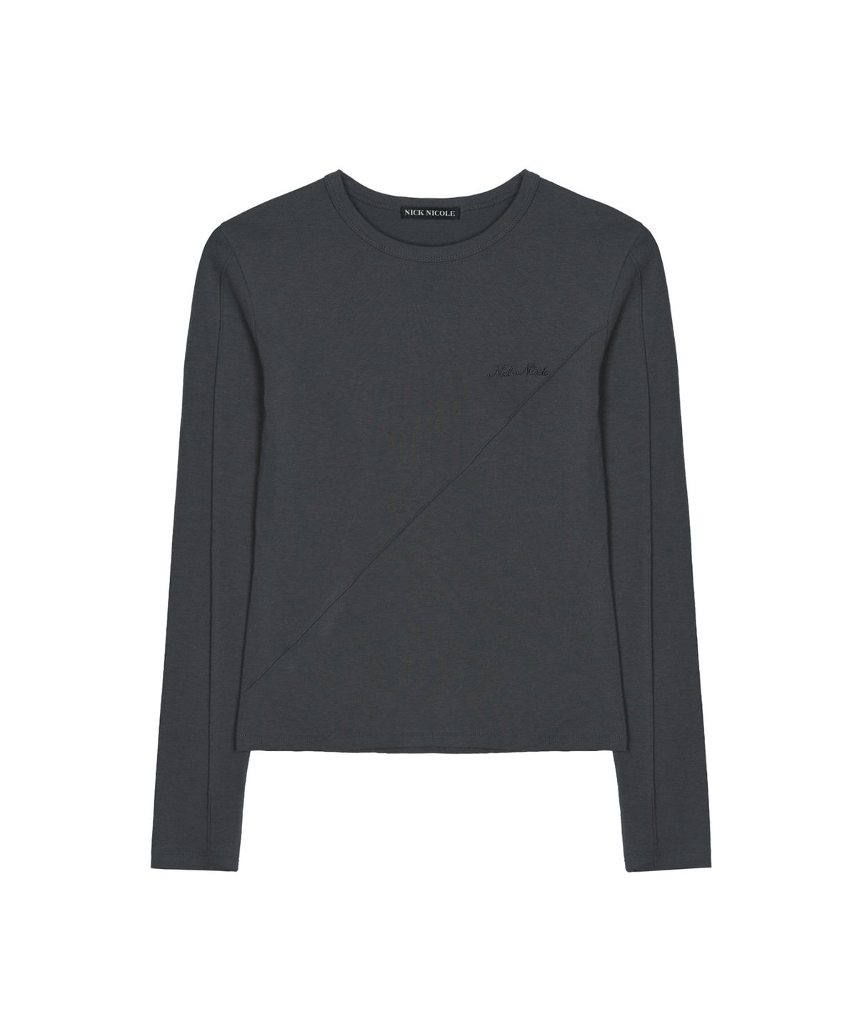 닉앤니콜(NICK&NICOLE) DIAGONAL LONG SLEEVE TOP_CHARCOAL