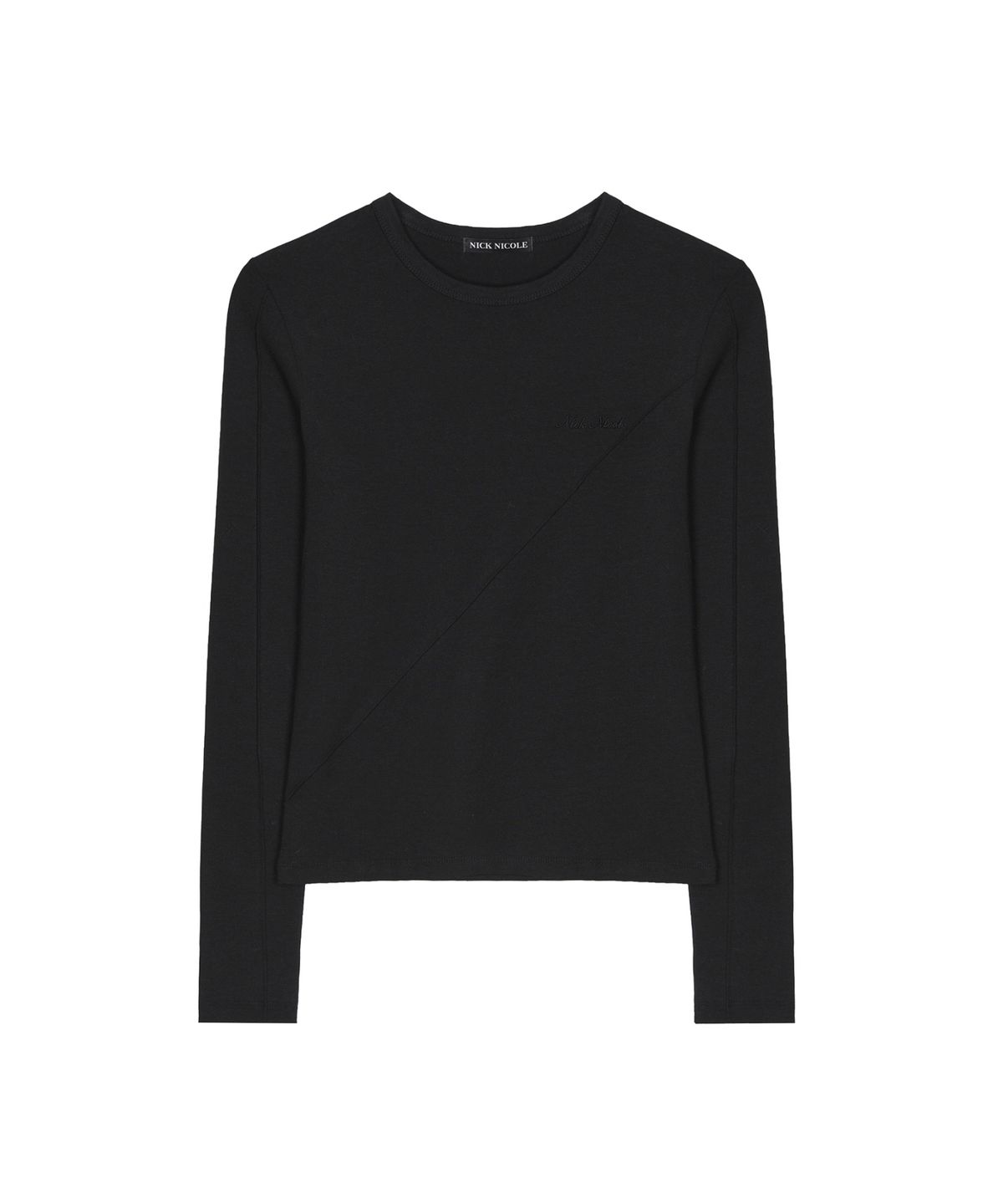 닉앤니콜(NICK&NICOLE) DIAGONAL LONG SLEEVE TOP_BLACK