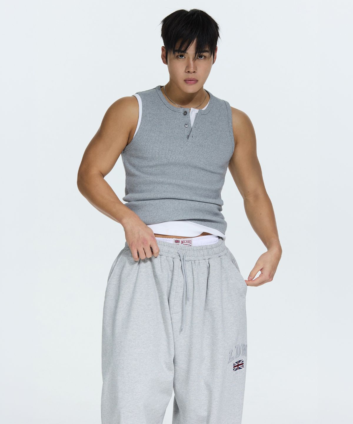 미치코런던 스포츠(MICHIKO LONDON SPORTS) LDN 벌키 스웻 팬츠 멜란지 그레이