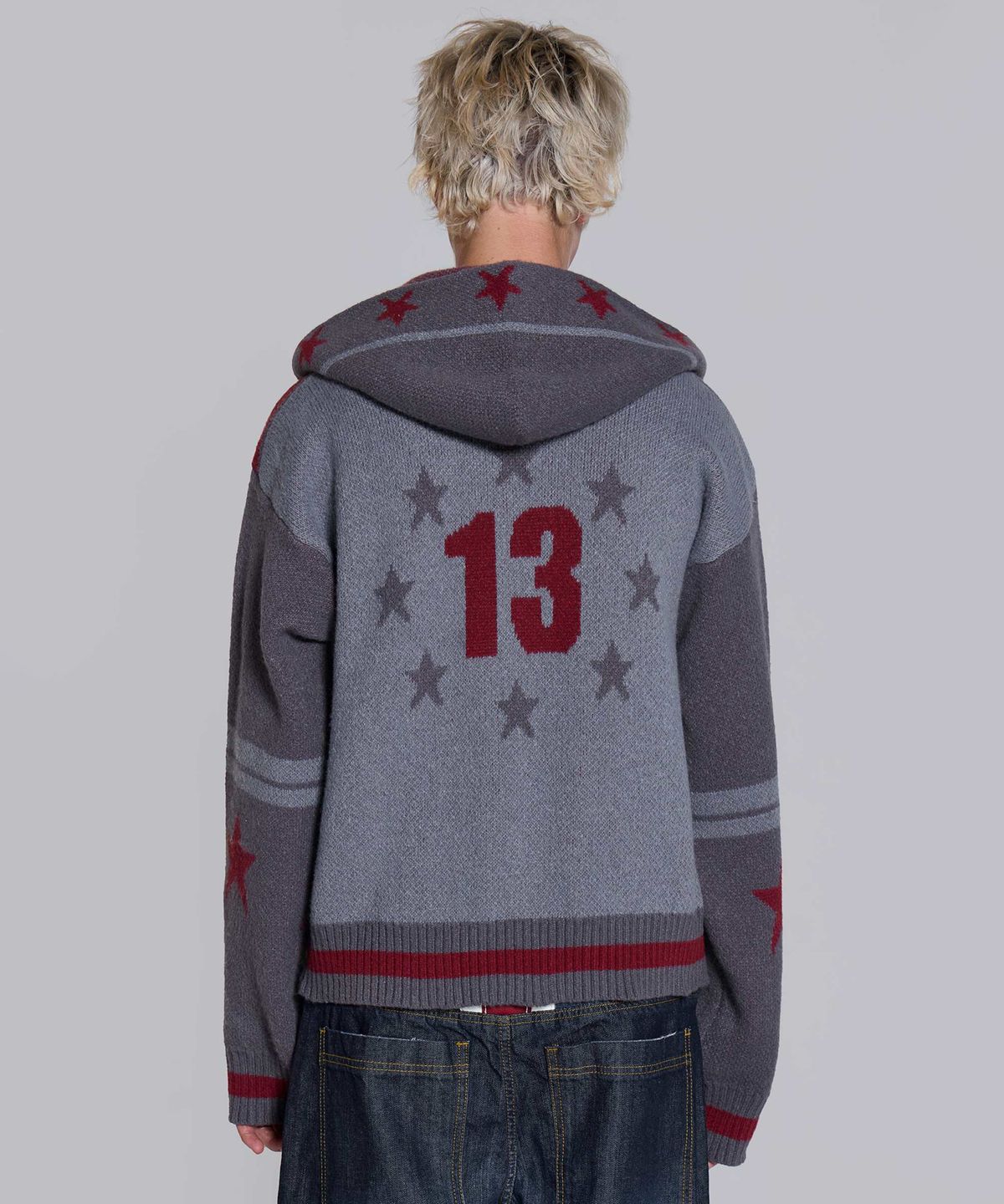 제이디드 런던(JADED LONDON) (U) LDN 후드 점퍼 그레이 레드 LDN HOODED JUMPER GREY RED