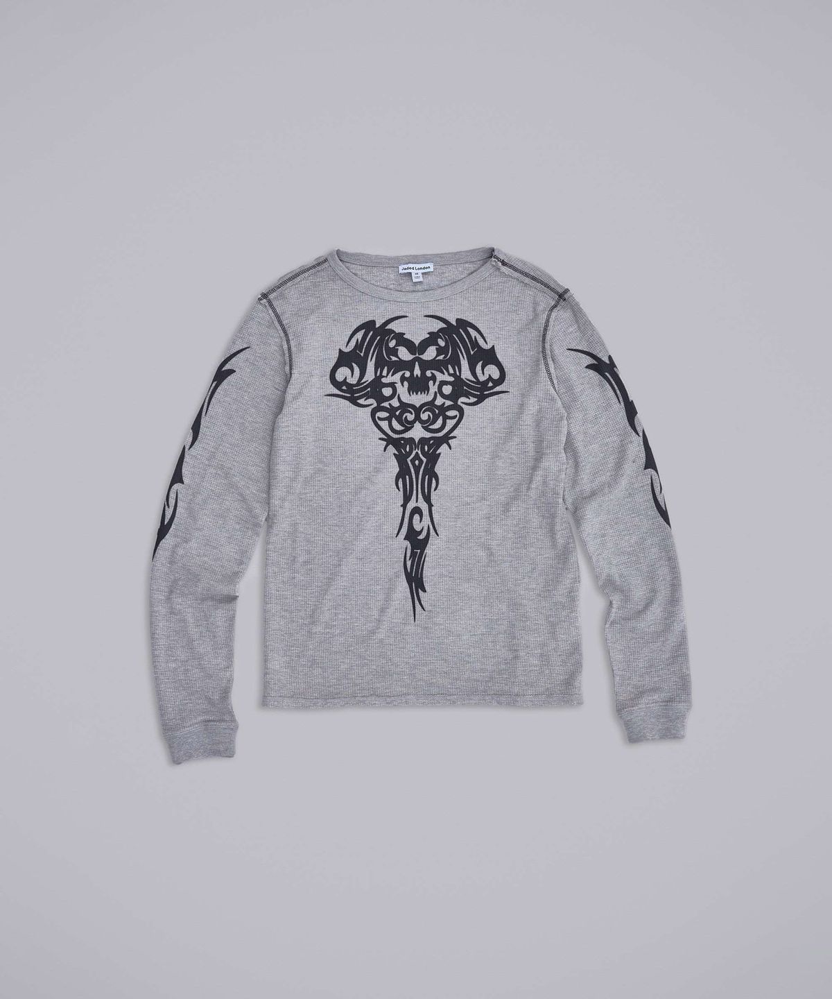 제이디드 런던(JADED LONDON) (U) 그레이 롱라인 와플 타투 탑 GREY LONGLINE WAFFLE TATTOO TOP