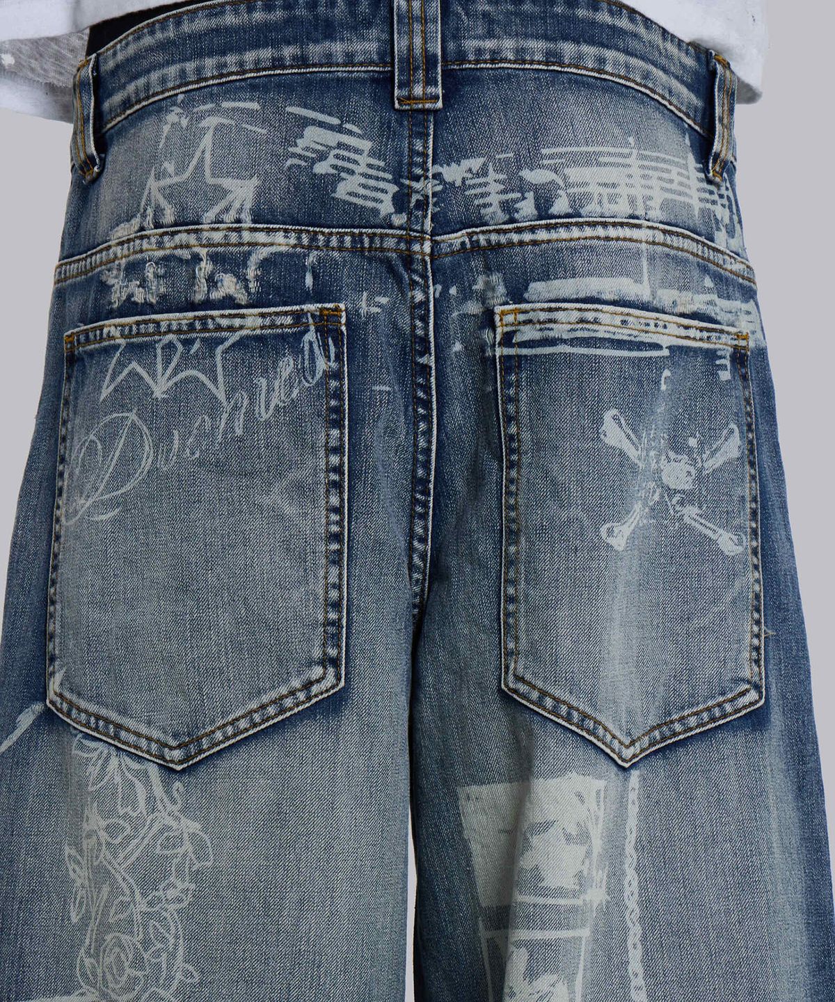 제이디드 런던(JADED LONDON) (U) 디스차지 타투 프린트 진 블루 DISCHARGE TATTOO PRINT JEAN BLUE