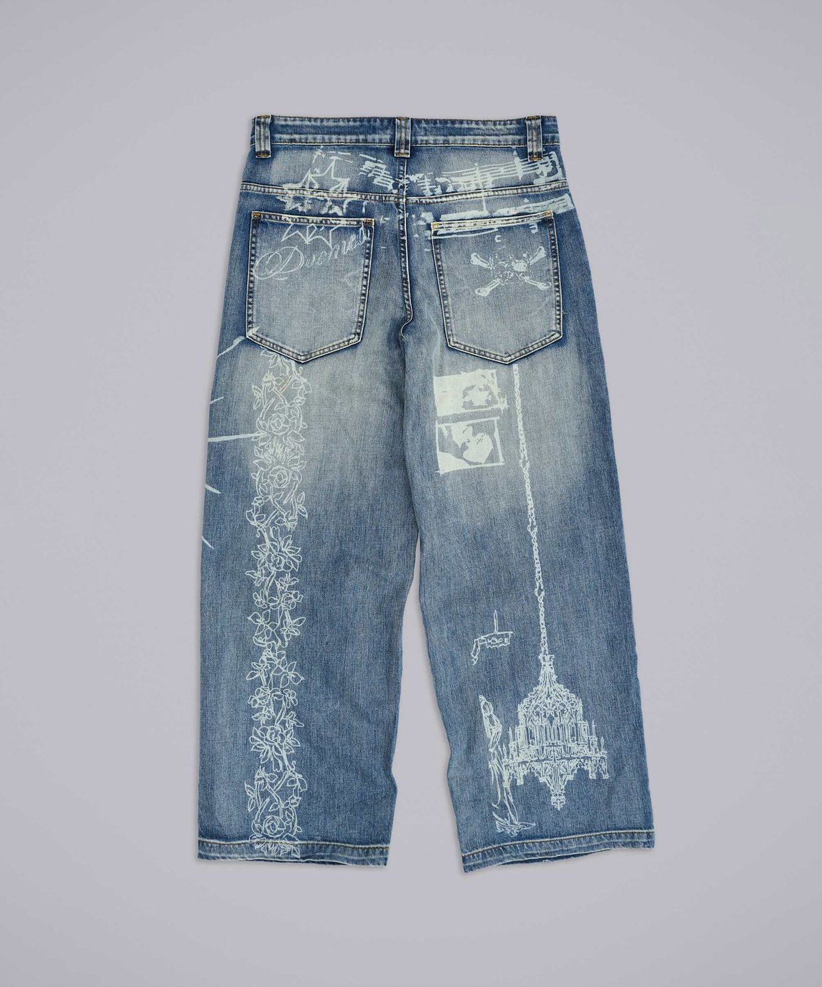 제이디드 런던(JADED LONDON) (U) 디스차지 타투 프린트 진 블루 DISCHARGE TATTOO PRINT JEAN BLUE