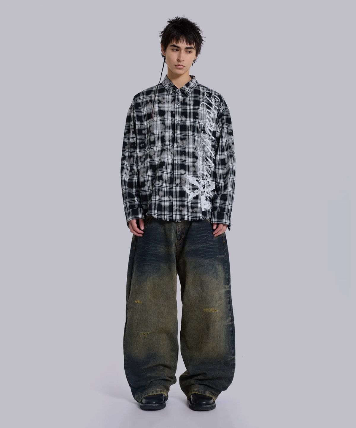 제이디드 런던(JADED LONDON) (M) 블랙 앤 화이트 체크드 플란넬 멀티 B&W CHECKED FLANNEL MULTI
