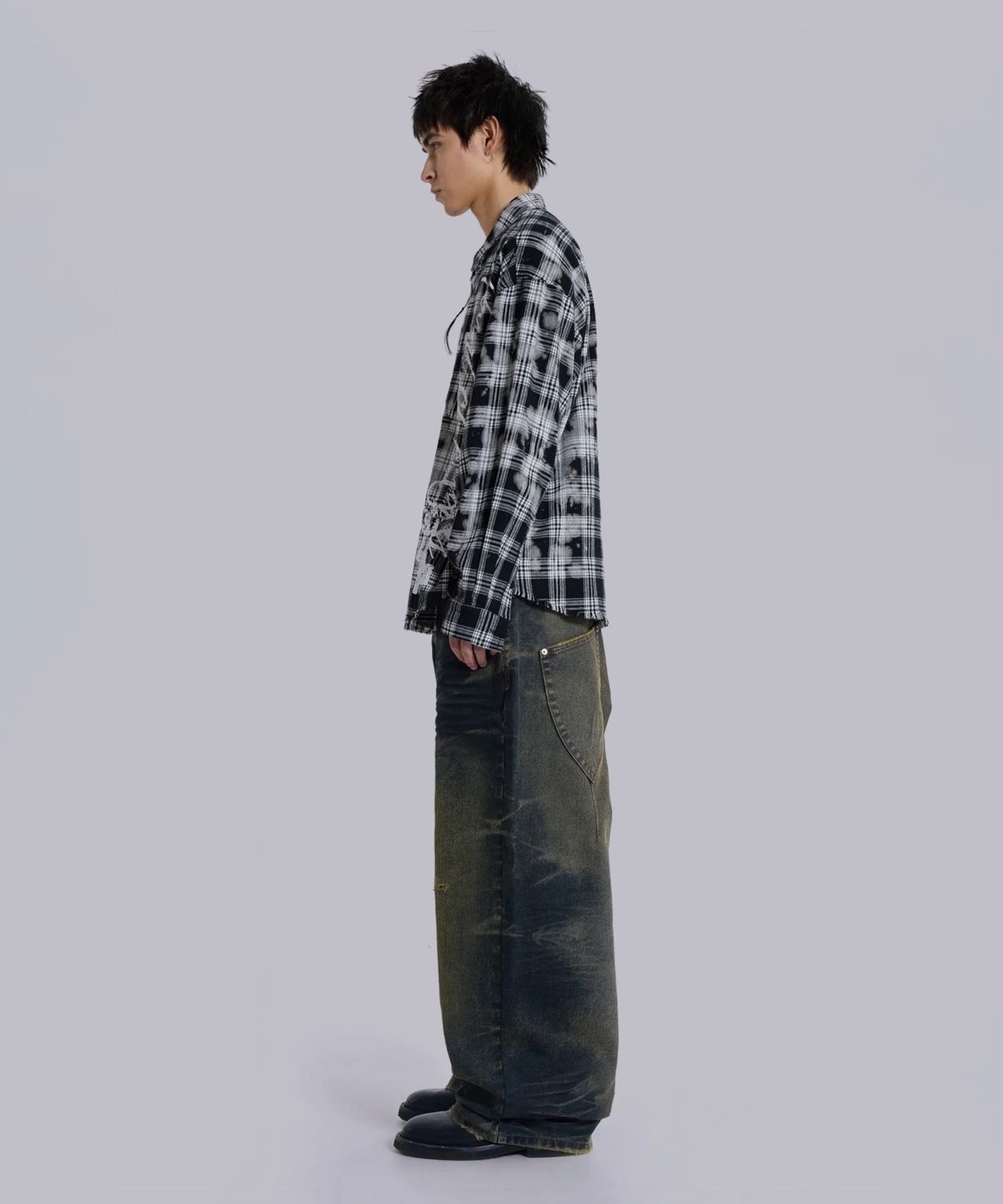 제이디드 런던(JADED LONDON) (M) 블랙 앤 화이트 체크드 플란넬 멀티 B&W CHECKED FLANNEL MULTI
