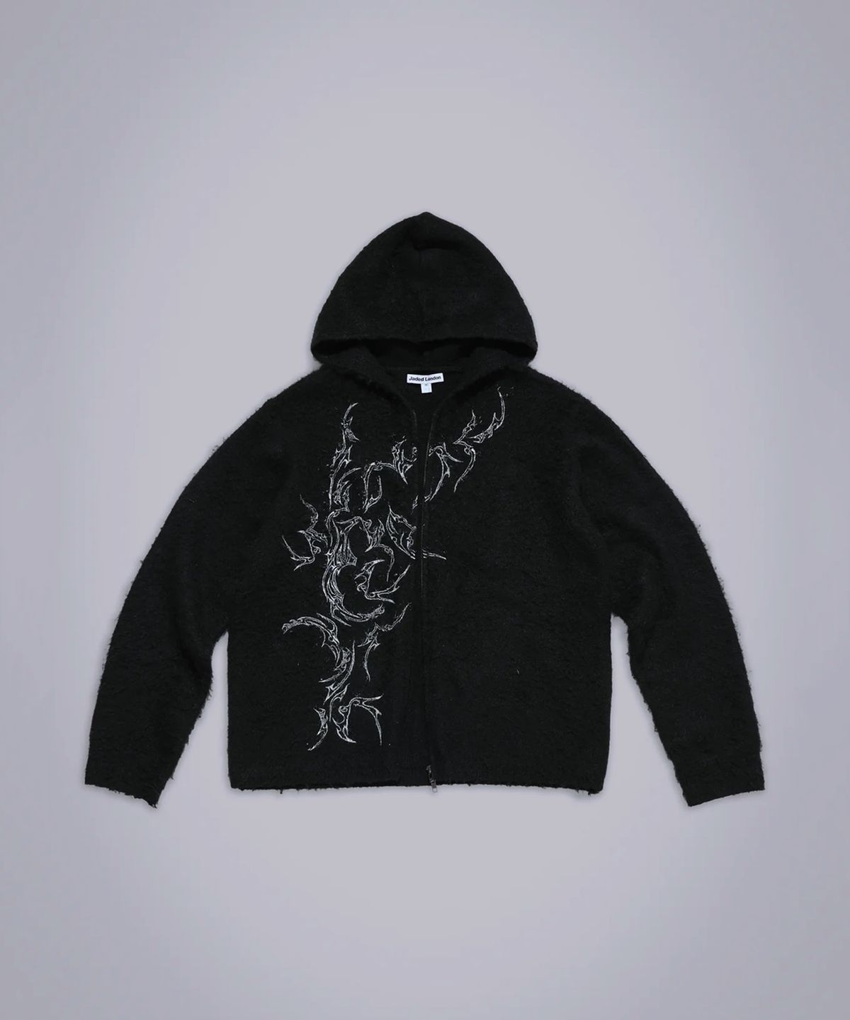 제이디드 런던(JADED LONDON) (M) 타투 집 니트 후디 블랙 TATTOO ZIP KNIT HOODIE BLACK